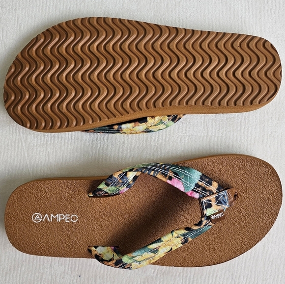 Ampeo Womens Comfy Yellow Leopard Flip Flop Thong Sandals Arch Support Cushioned - Picture 8 of 10